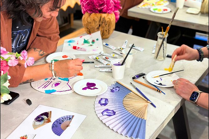Japanese Fan Painting Workshop ~ in a Tokyo Flower Shop - What the Materials Handle for You