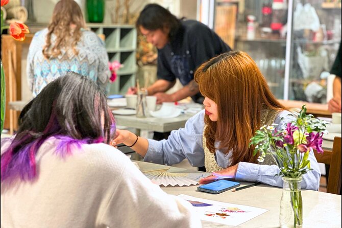 Japanese Fan Painting Workshop ~ in a Tokyo Flower Shop - Time on the Clock: About Two Hours of Creative Calm
