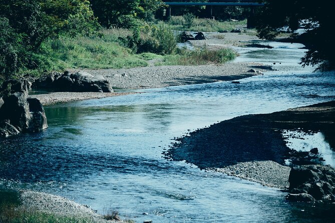 Little Adventure with Cycling in Tokyo No. 1 Crystal Clear River - Akigawa Valley lunch: chairs by the water and a special lunchbox