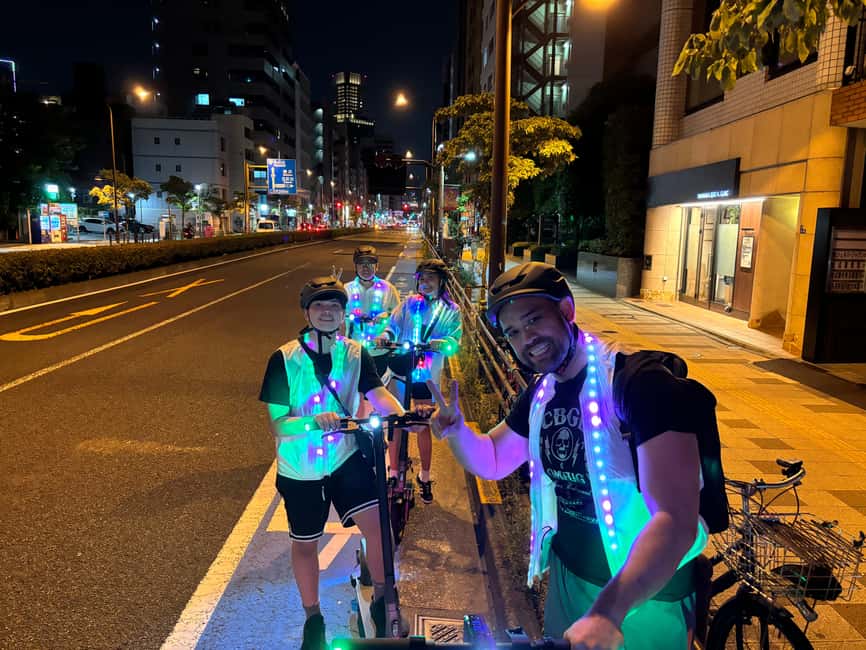 Night E-Scooter Ride to Tokyo Tower - No License Needed - First stop: NEON NEON TOKYO and the 20-minute scooter workshop