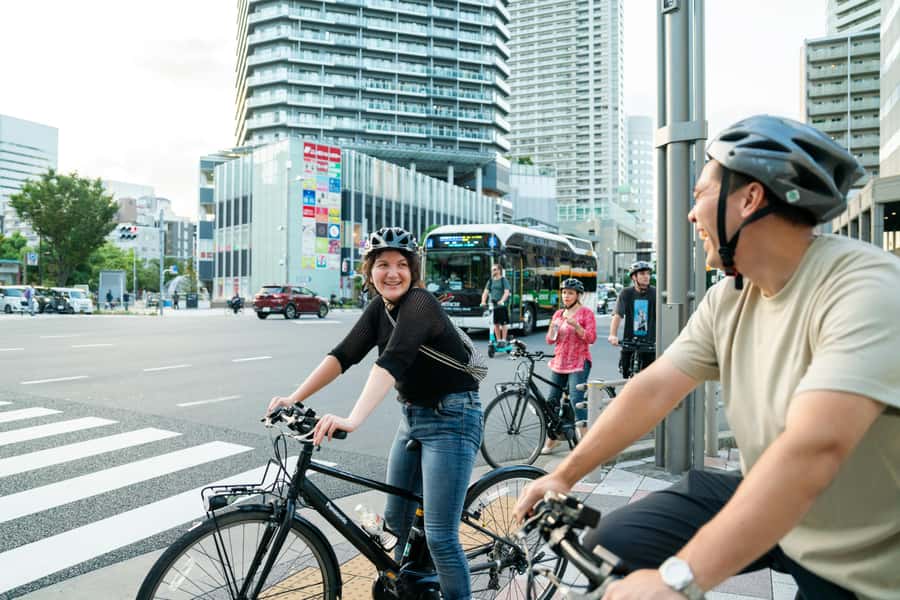 Tokyo Bay Area: Sunset Night View 3h E-bike Guided Bike Tour - First Stop Energy: Fish Market Neighborhood Streets and Local Life