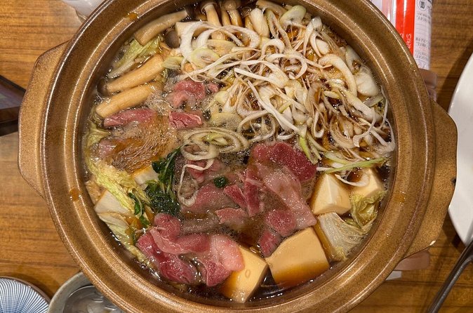 Tokyo Shinjuku Bar Hopping –Wagyu , Ramen & 7 Dishes - The main event at MIRAIZAKA Shinjuku-Higashiguchi: wagyu sukiyaki and ramen