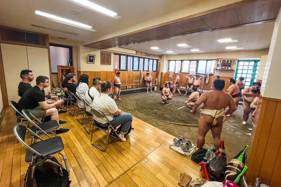Tokyo: Sumo Practice Tour with Ring-Side Seat and Photoshoot - Ringside training on tatami: what you’ll actually see up close