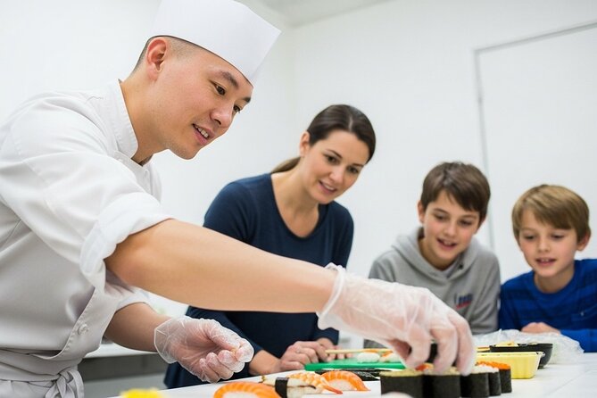 Tokyo Sushi Making Class : Sake Ceremony & Matcha Experience - Torched salmon mayo gunkan and the WASSHOI chant