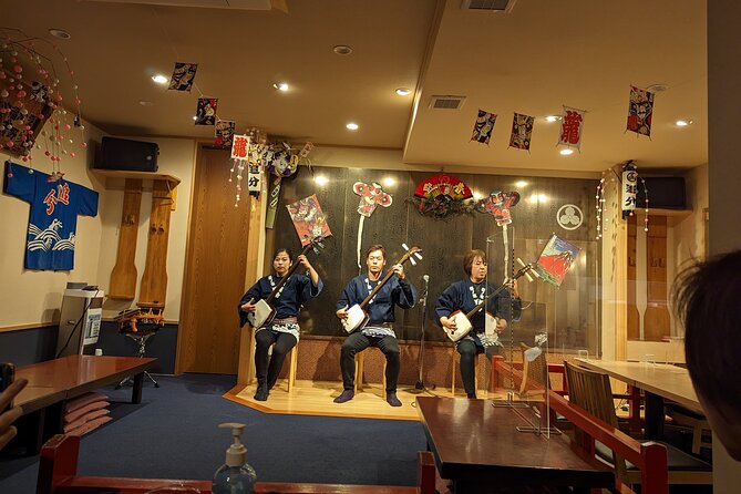 Tsugaru shamisen performance over traditional dinner - Entering Asakusa Culture Tourist Information Center and the terrace views
